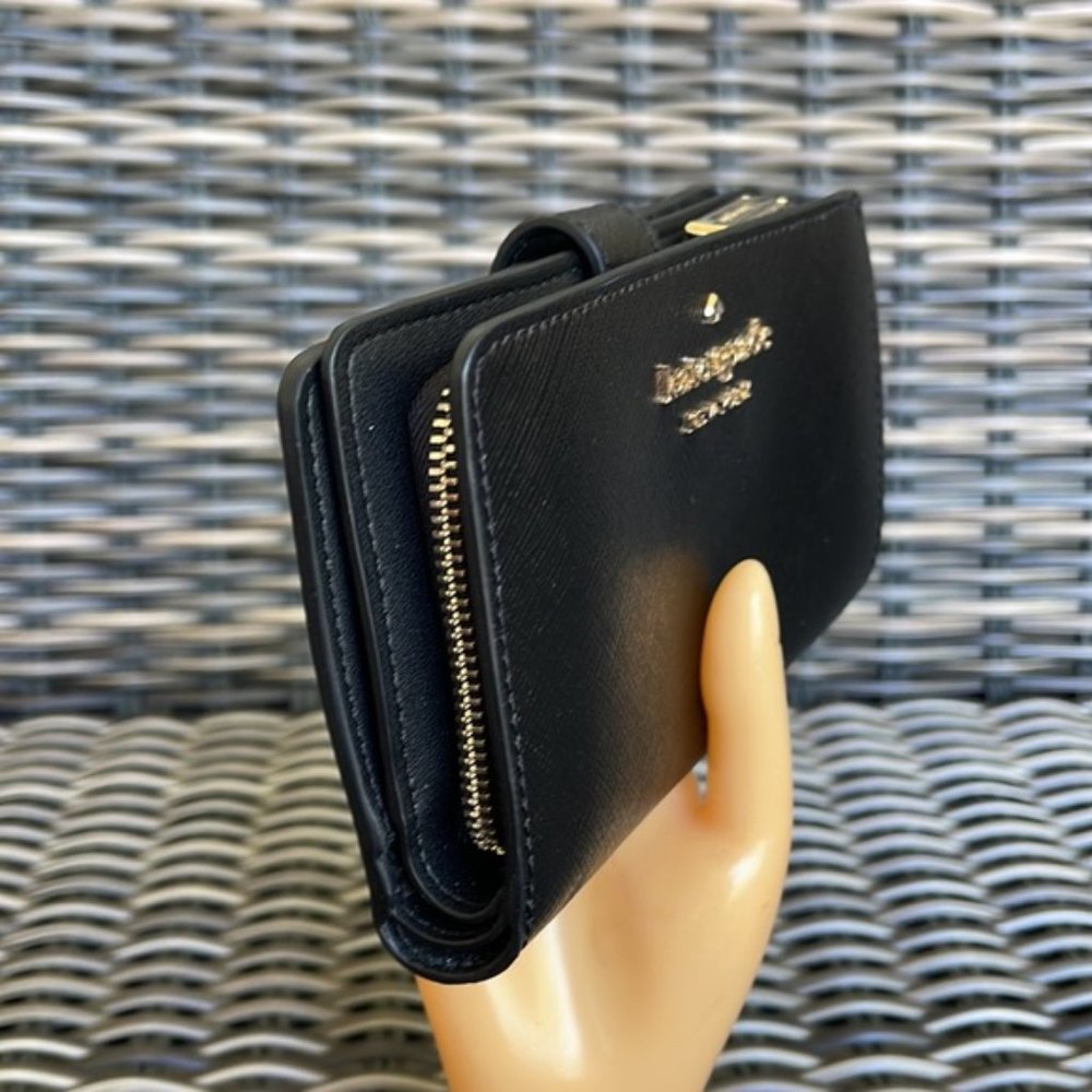 Kate Spade Madison Medium Compact Bifold Wallet Black NWT - Picture 11 of 15